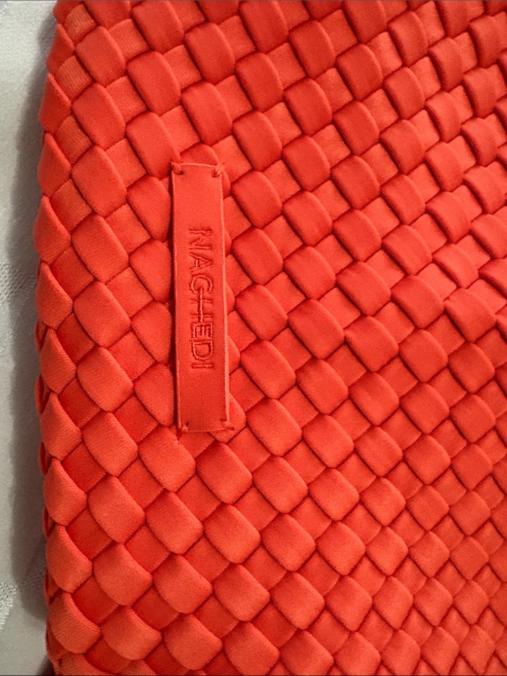 Orange Woven Tote Bag with Matching Pouch - Picture 4 of 9